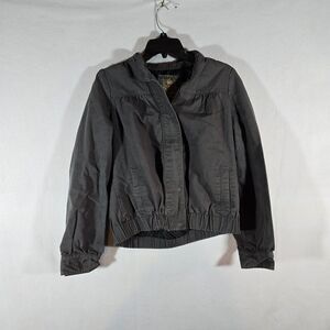 Women's Polyester Cotton Cropped Moto Jacket Medium Grey BB Dakota Gently Used